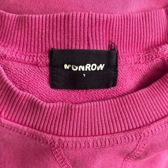Monrow Women’s Size S Raglan Sweatshirt 100% Organic Cotton Pink - Picture 6 of 8
